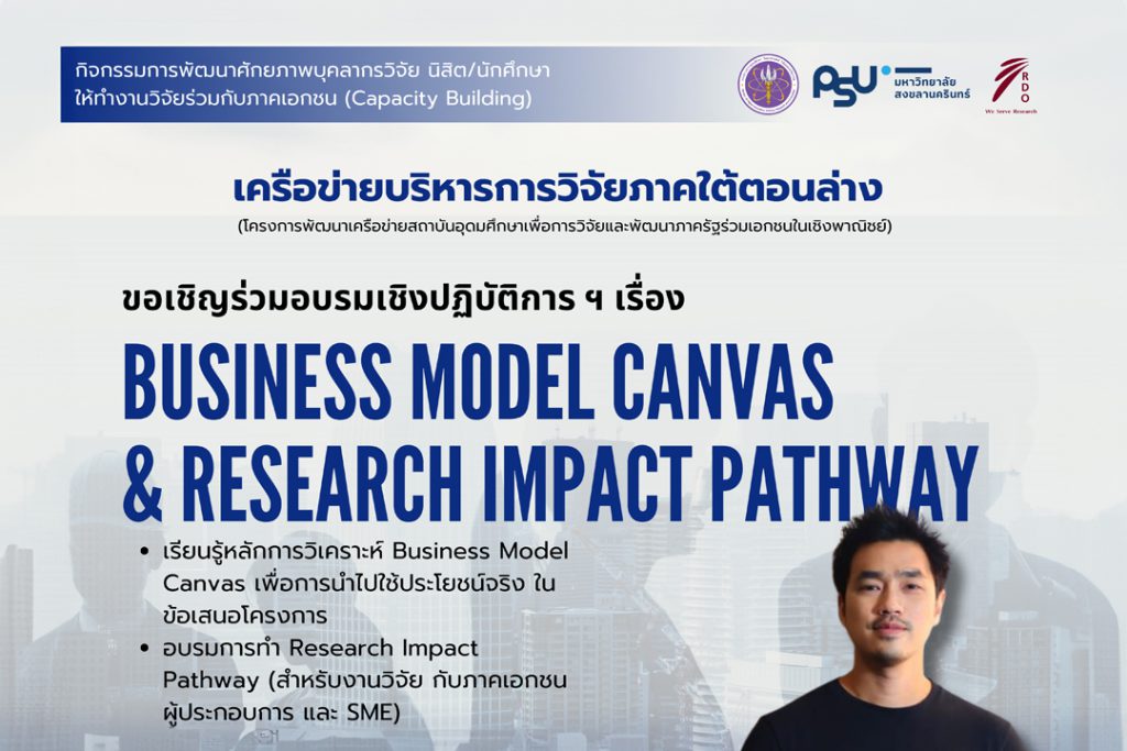 ประกาศรายชื่อผู้ร่วมกิจกรรมอบรมเชิงปฏิบัติการ เรื่อง "Business Model Canvas & Research Impact Pathway"
